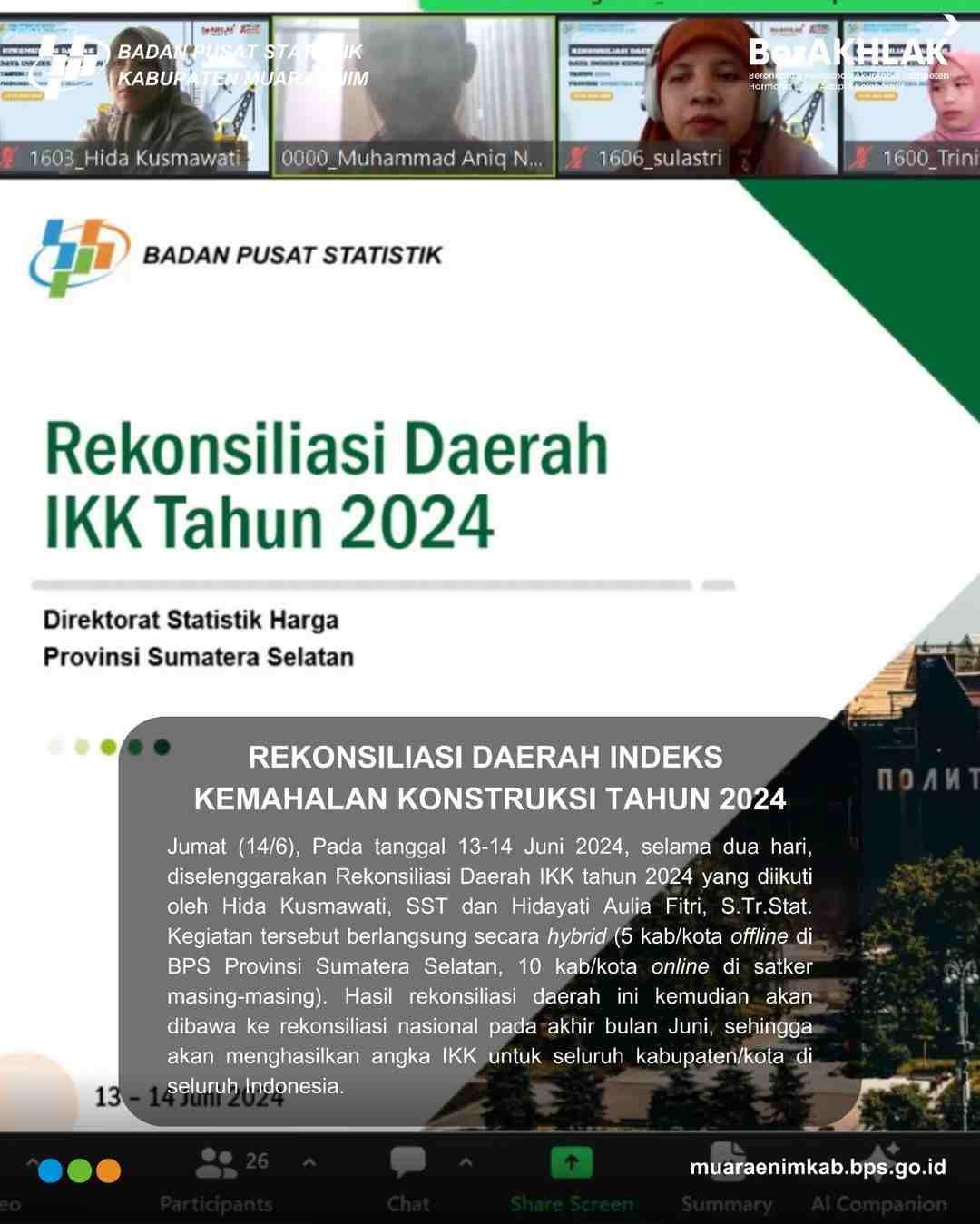 REKONSILIASI DAERAH INDEKS KEMAHALAN KONSTRUKSI TAHUN 2024 